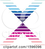 Clipart Of A Striped Blue And Pink Letter X Logo Royalty Free Vector Illustration