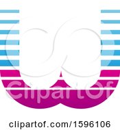 Poster, Art Print Of Striped Blue And Magenta Letter W Logo