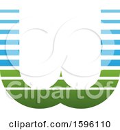 Poster, Art Print Of Striped Blue And Green Letter W Logo