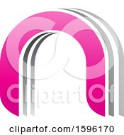 Poster, Art Print Of Pink And Gray Arched Letter N Logo