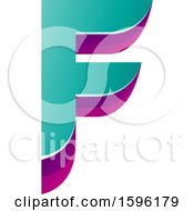 Clipart Of A Layered Turquoise And Purple Letter F Logo Royalty Free Vector Illustration
