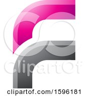 Poster, Art Print Of Rounded Corner Pink And Gray Letter F Logo