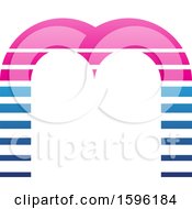 Clipart Of A Striped Pink And Blue Letter M Logo Royalty Free Vector Illustration