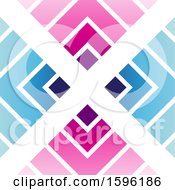 Clipart Of A White Letter X Over Pink And Blue Diamonds Logo Royalty Free Vector Illustration