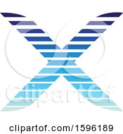 Clipart Of A Striped Blue Letter X Logo Royalty Free Vector Illustration