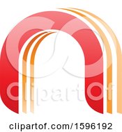 Poster, Art Print Of Red And Orange Arched Letter N Logo