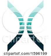Clipart Of A Turquoise And Green Bowed Letter X Logo Royalty Free Vector Illustration