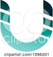 Poster, Art Print Of Striped Turquoise Letter U Logo