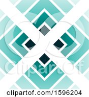 Clipart Of A White Letter X Over Turquoise Diamonds Logo Royalty Free Vector Illustration