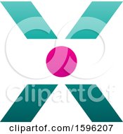 Clipart Of A Turquoise Letter X Logo With A Circle In The Center Royalty Free Vector Illustration