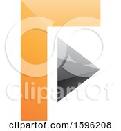 Poster, Art Print Of Orange And Gray Corner And Triangle Letter F Logo