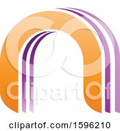 Clipart Of A Purple And Orange Arched Letter N Logo Royalty Free Vector Illustration