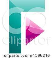 Poster, Art Print Of Turquoise And Pink Corner And Triangle Letter F Logo