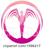 Clipart Of A Magenta Male Angel Design Royalty Free Vector Illustration by cidepix
