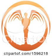 Clipart Of An Orange Male Angel Design Royalty Free Vector Illustration