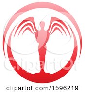 Clipart Of A Red Male Angel Design Royalty Free Vector Illustration