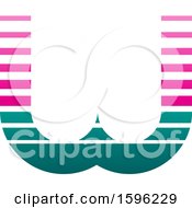 Poster, Art Print Of Striped Pink And Green Letter W Logo