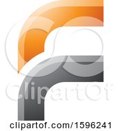 Poster, Art Print Of Rounded Corner Orange And Gray Letter F Logo
