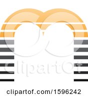 Clipart Of A Striped Gray And Orange Letter M Logo Royalty Free Vector Illustration