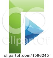 Poster, Art Print Of Green And Blue Corner And Triangle Letter F Logo