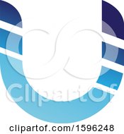 Clipart Of A Striped Blue Letter U Logo Royalty Free Vector Illustration by cidepix
