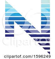 Poster, Art Print Of Striped Blue Letter N Logo