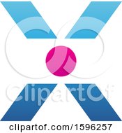 Clipart Of A Blue Letter X Logo With A Circle In The Center Royalty Free Vector Illustration by cidepix