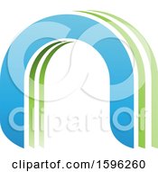 Clipart Of A Blue And Green Arched Letter N Logo Royalty Free Vector Illustration by cidepix