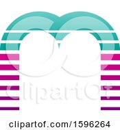 Poster, Art Print Of Striped Turquoise And Magenta Letter M Logo