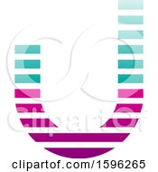 Poster, Art Print Of Striped Turquoise And Magenta Letter J Logo