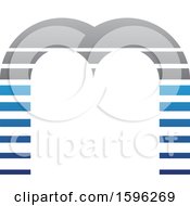 Clipart Of A Striped Gray And Blue Letter M Logo Royalty Free Vector Illustration