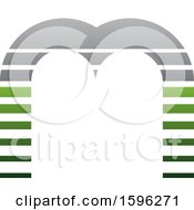 Clipart Of A Striped Gray And Green Letter M Logo Royalty Free Vector Illustration