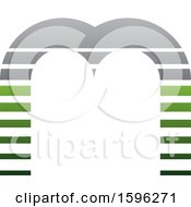 Poster, Art Print Of Striped Gray And Green Letter M Logo