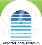 Clipart Of A Striped Blue And Green Letter A Logo Royalty Free Vector Illustration