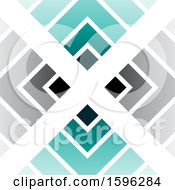 Poster, Art Print Of White Letter X Over Gray And Turquoise Diamonds Logo