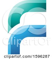 Poster, Art Print Of Rounded Corner Green And Blue Letter F Logo