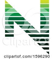 Poster, Art Print Of Striped Green Letter N Logo