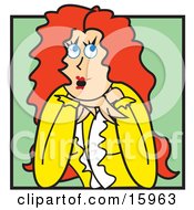 Surprised Redhaired Woman Falling In Love At Firt Sight Clipart Illustration