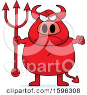 Poster, Art Print Of Mad Chubby Red Devil Holding A Pitchfork