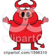 Poster, Art Print Of Careless Shrugging Chubby Red Devil