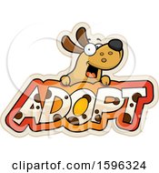 Clipart Of A Cartoon Dog Over Adopt Text Royalty Free Vector Illustration