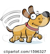 Poster, Art Print Of Cartoon Dog With Microchip Signals