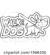 Poster, Art Print Of Cartoon Black And White Walk The Dog Design