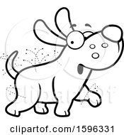 Poster, Art Print Of Cartoon Black And White Flea Ridden Dog