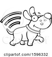Poster, Art Print Of Cartoon Black And White Dog With Microchip Signals