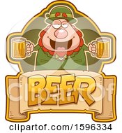 Poster, Art Print Of Chubby Leprechaun Holding Beer Mugs Over A Text Banner