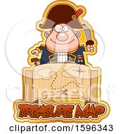 Poster, Art Print Of Pirate Captain Over A Treasure Map
