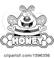 Poster, Art Print Of Black And White Bee Over A Honey Text Banner