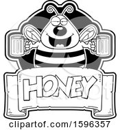 Poster, Art Print Of Black And White Bee Holding Beer Mugs Over A Honey Text Banner