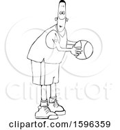 Clipart Of A Cartoon Lineart Black Male Basketball Player Royalty Free Vector Illustration by djart